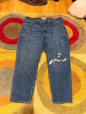 Abercrombie & Fitch Curve Love The Mom High Rise Jeans Distressed Plus Size 16